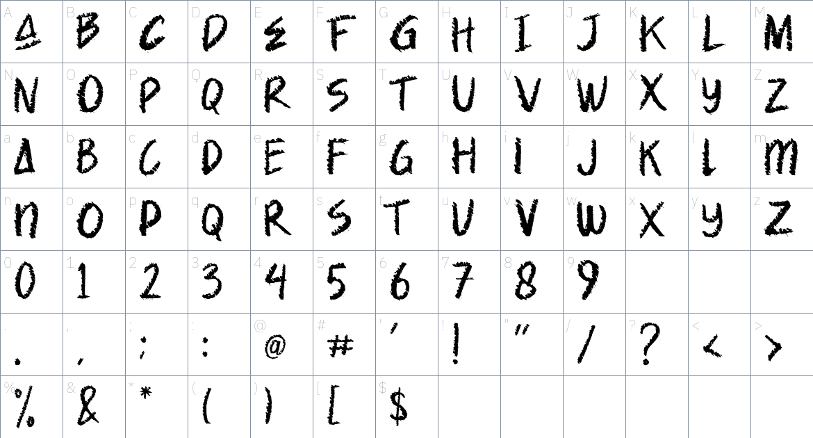 Spooky Crack font Character Map