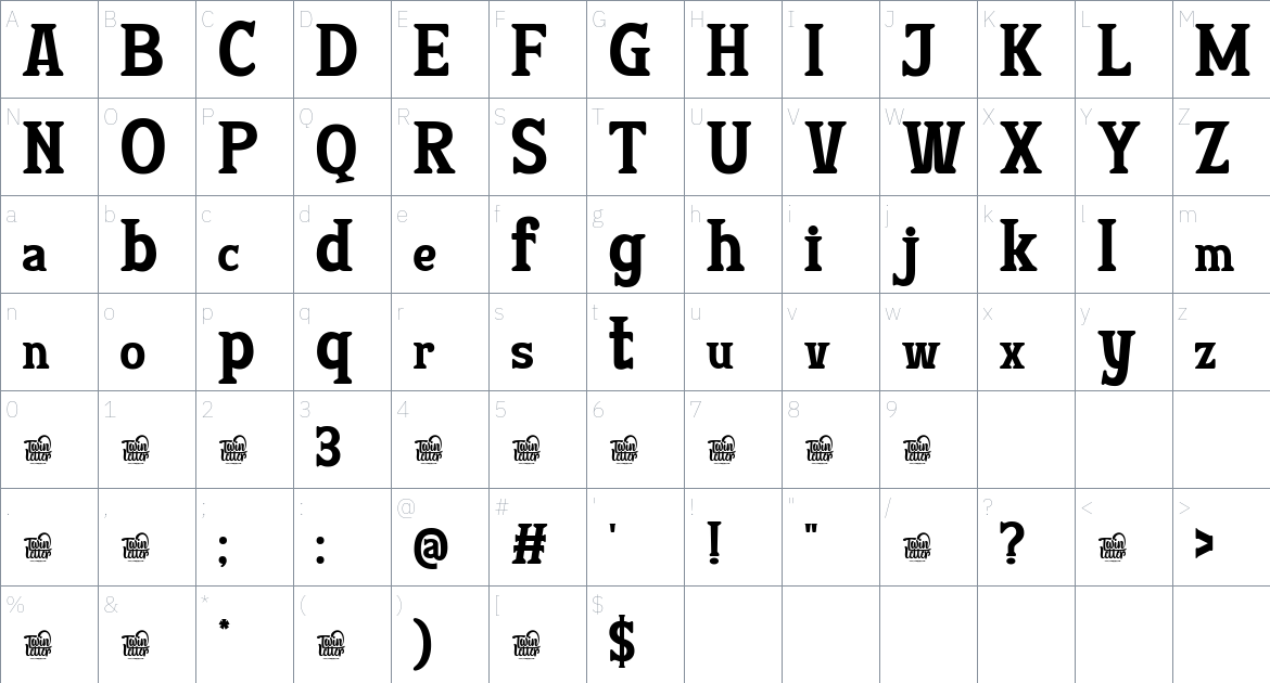 Esyotu font Character Map