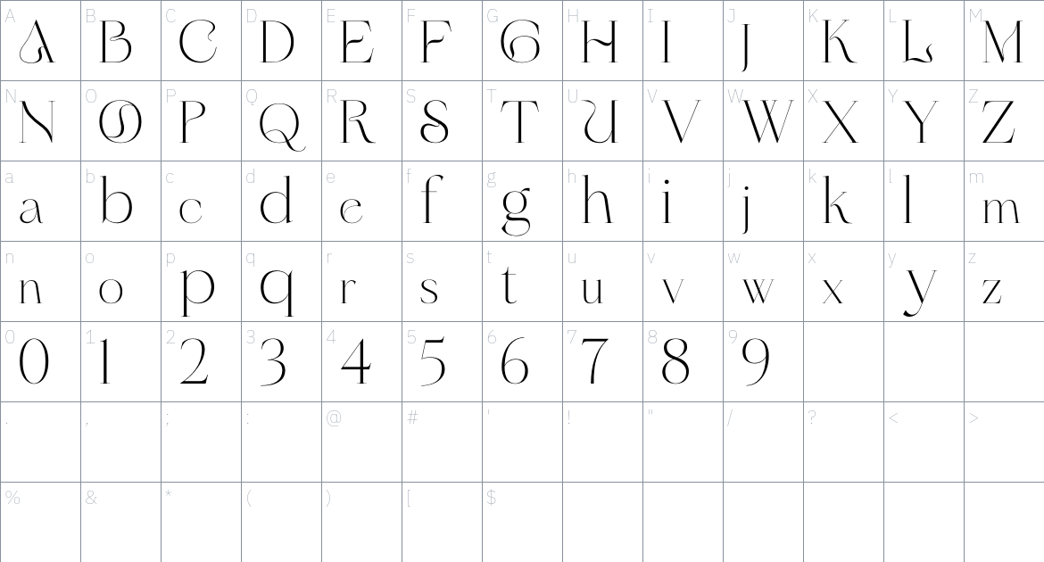 Arome Font font Character Map