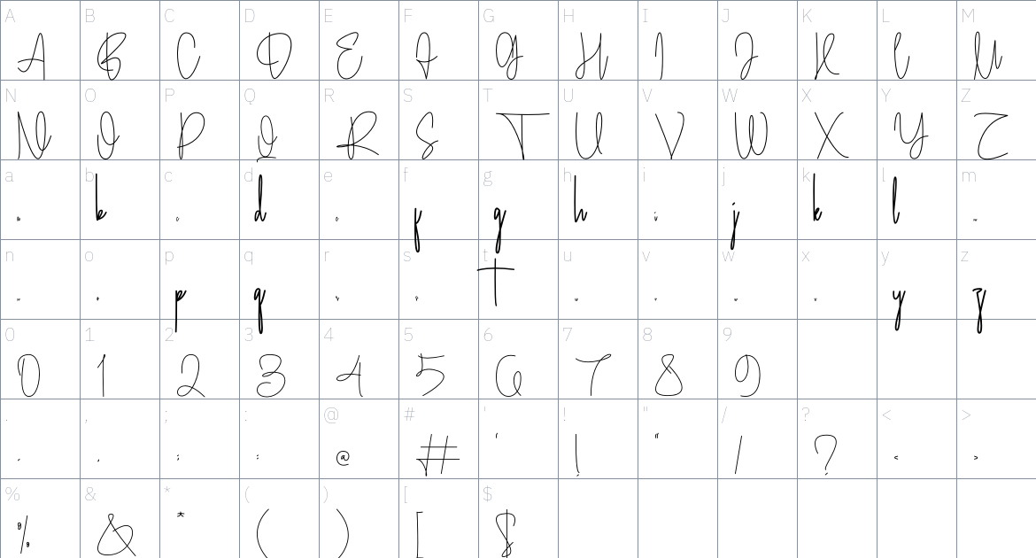 Balhemson font Character Map