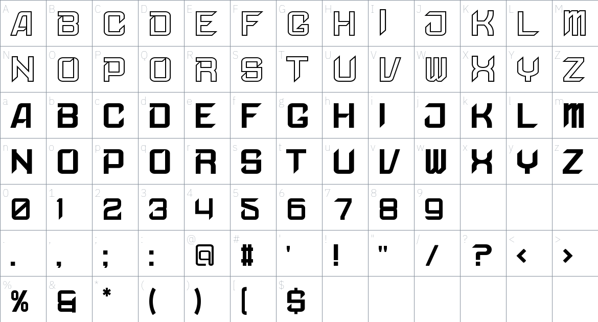 Hyperion font Character Map