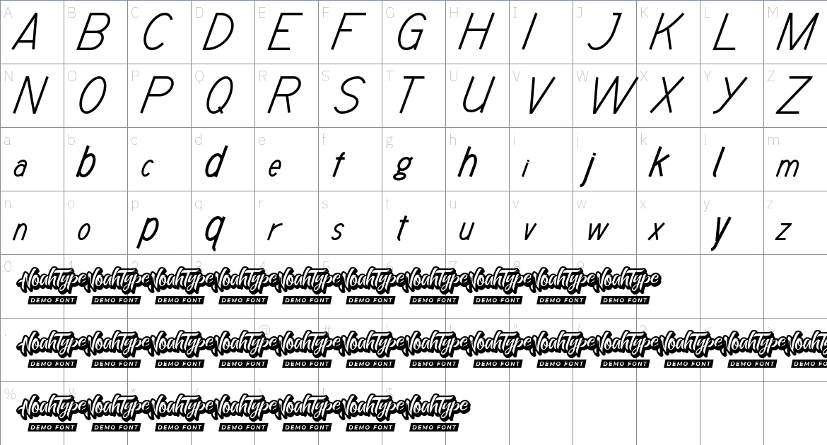 Checklist font Character Map