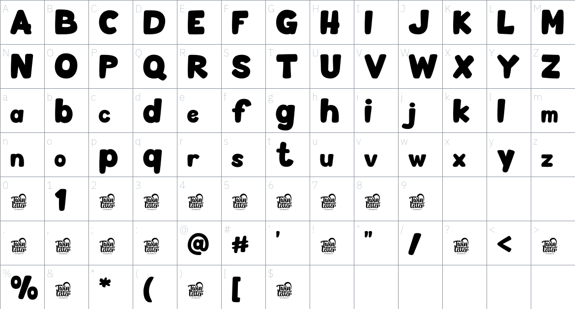 Adhosekle Trial font Character Map