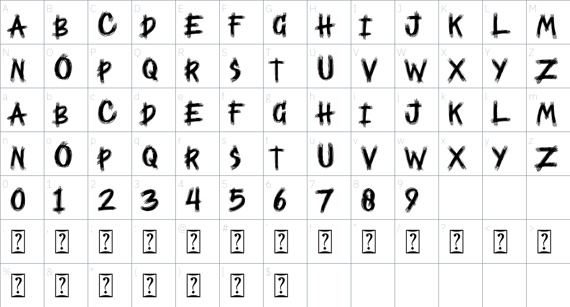 HAY SCARY font Character Map