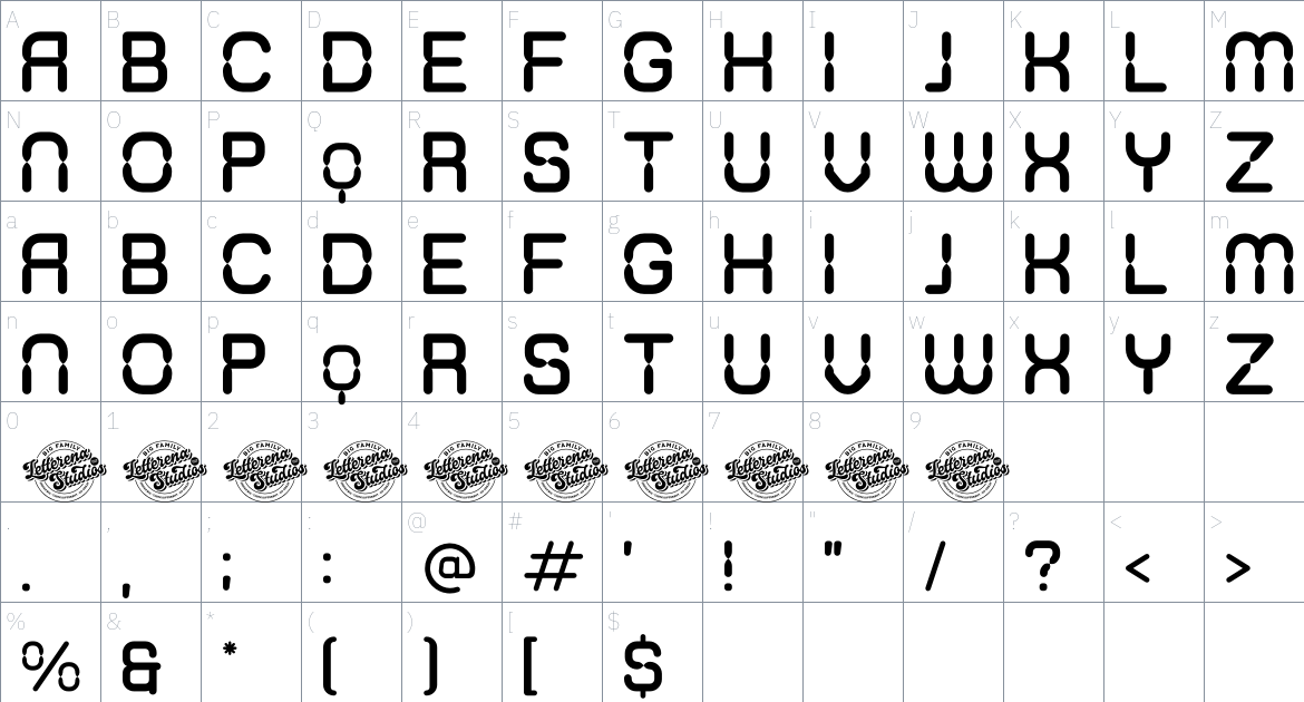 Normens font Character Map