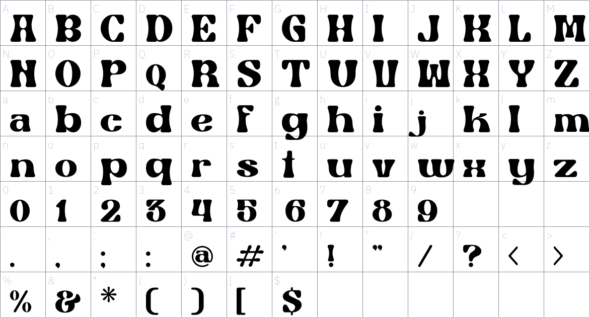 The Beatrik font Character Map