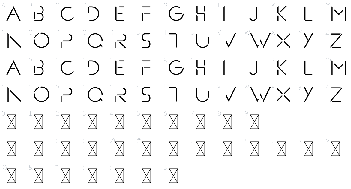 Expance Font font Character Map