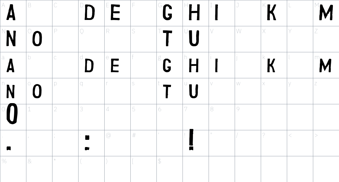 SMITUK font Character Map