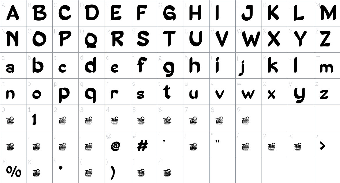 Chayno font Character Map