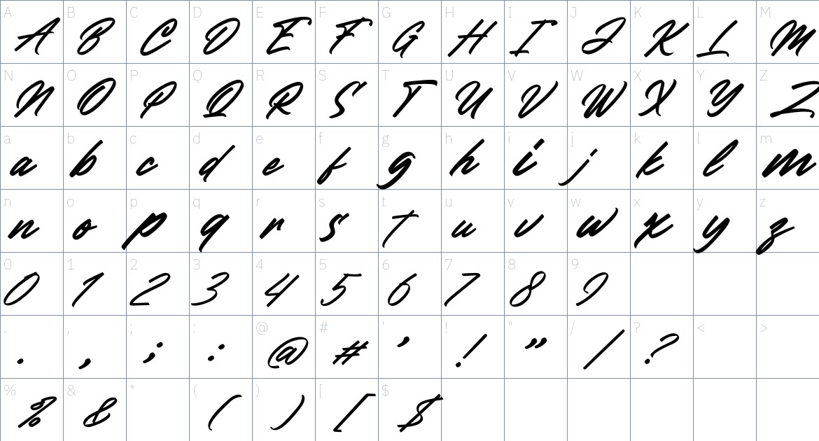 Delegante Champion font Character Map