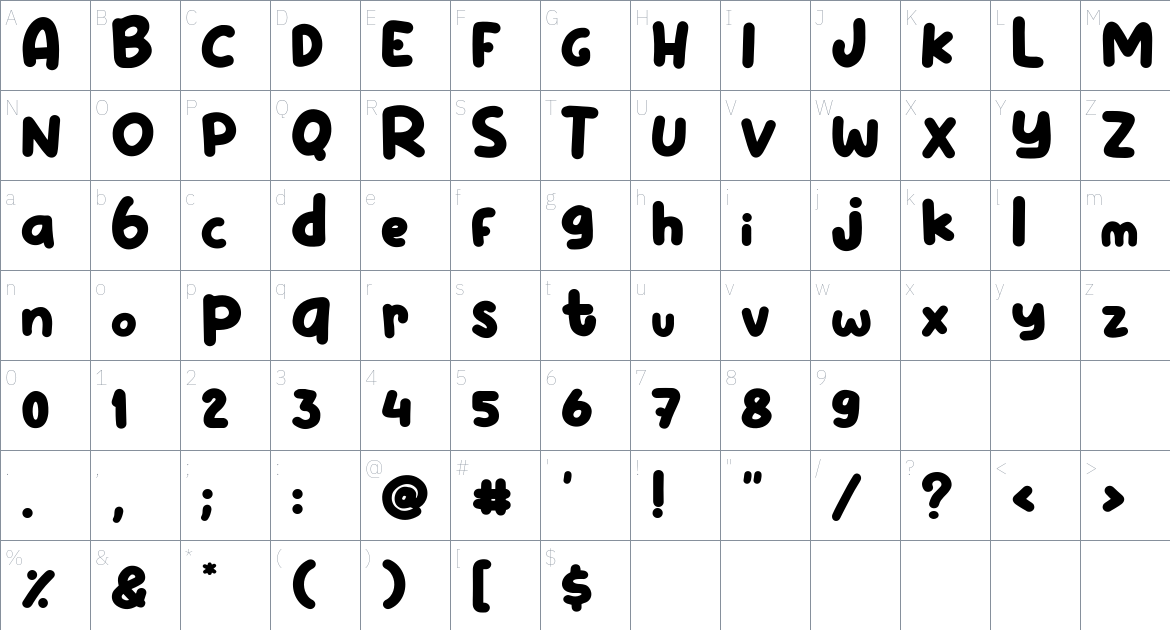 Mat Saleh font Character Map