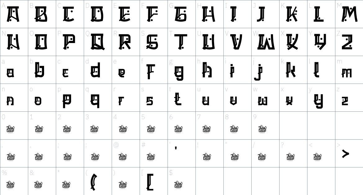 Jinkay font Character Map