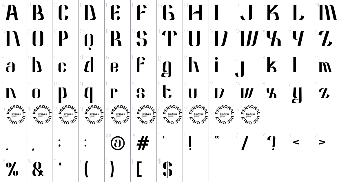 Heraka font Character Map