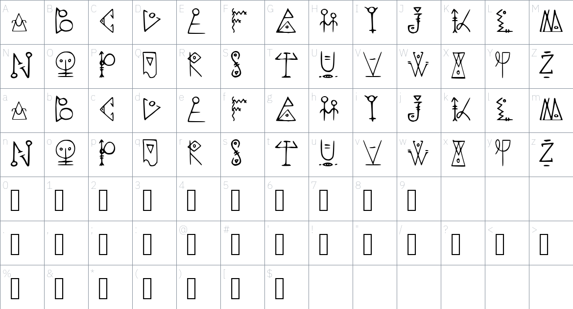 Voodoo Alphabet Font font Character Map