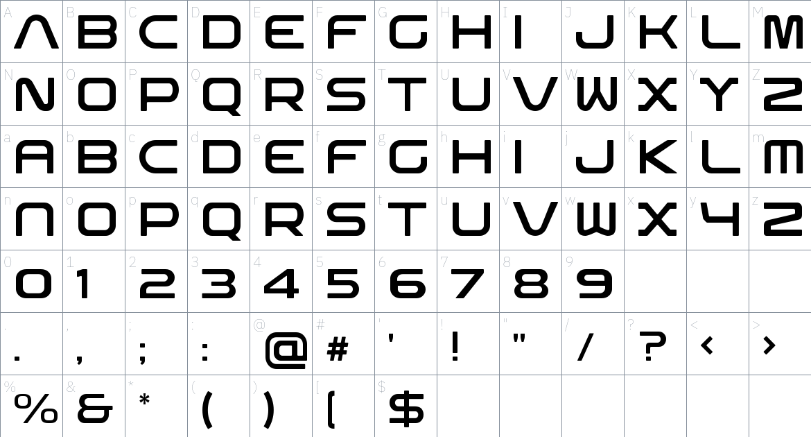 Darklinos font Character Map