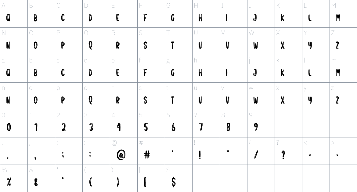 Zombies Reborn font Character Map