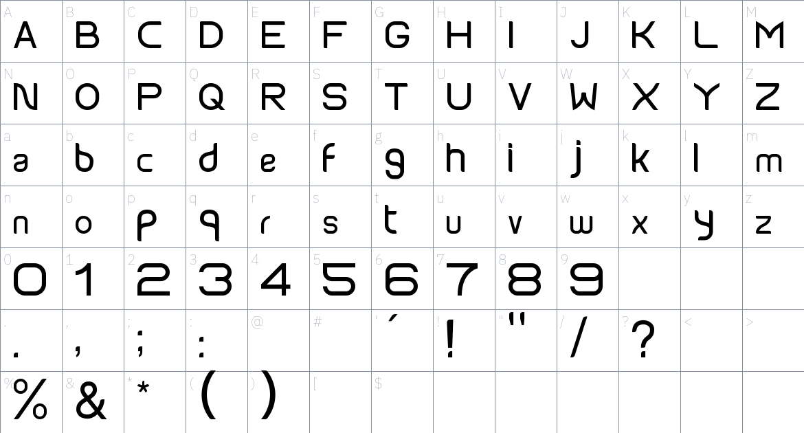 Anokha font Character Map