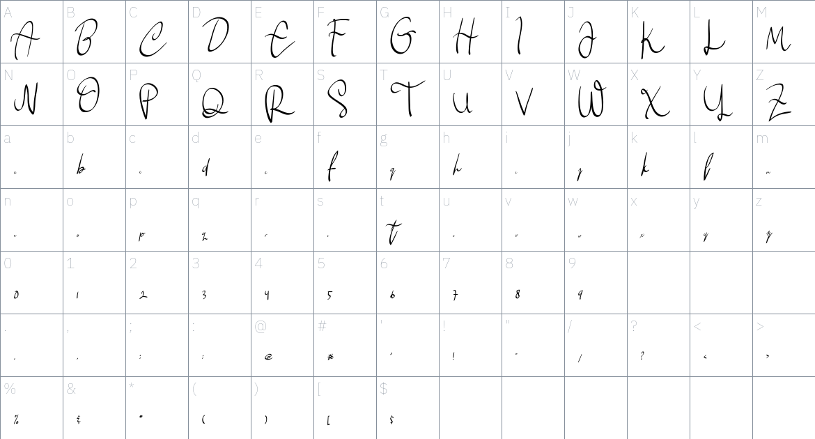 Cemaniey Font font Character Map