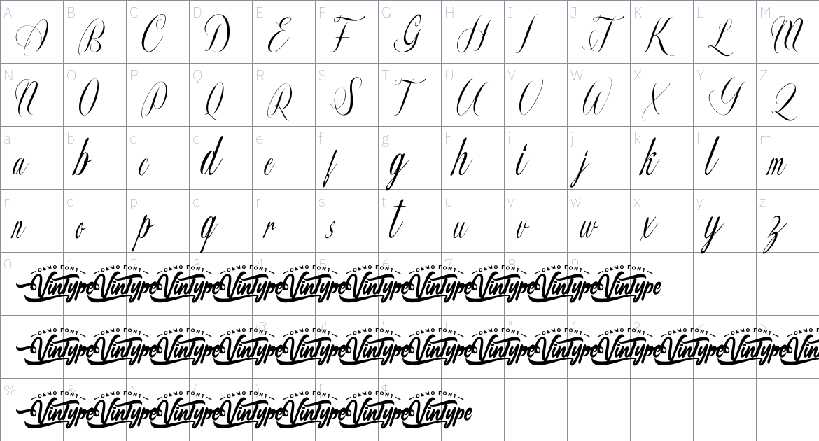 Dischelia Cartica font Character Map