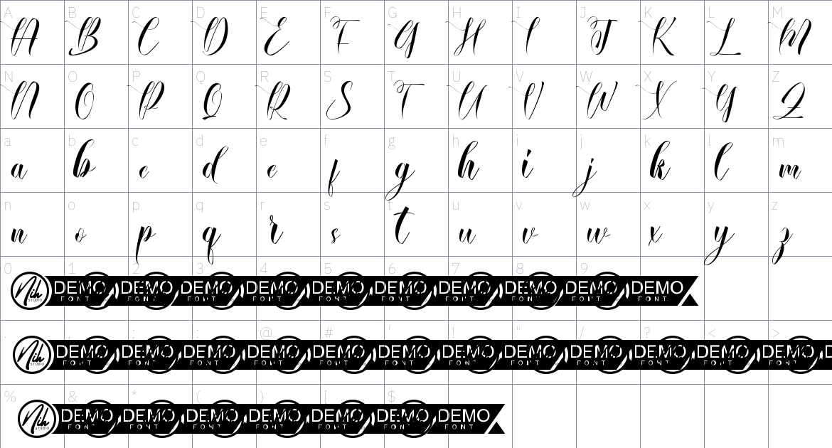 Luminous Canded font Character Map