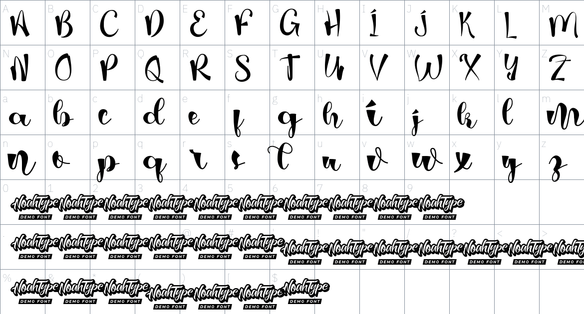 Curly Rose font Character Map