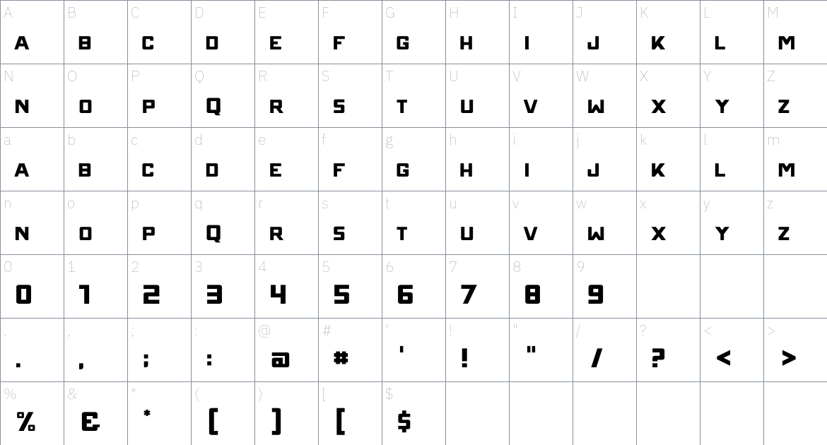 Finlikless font Character Map