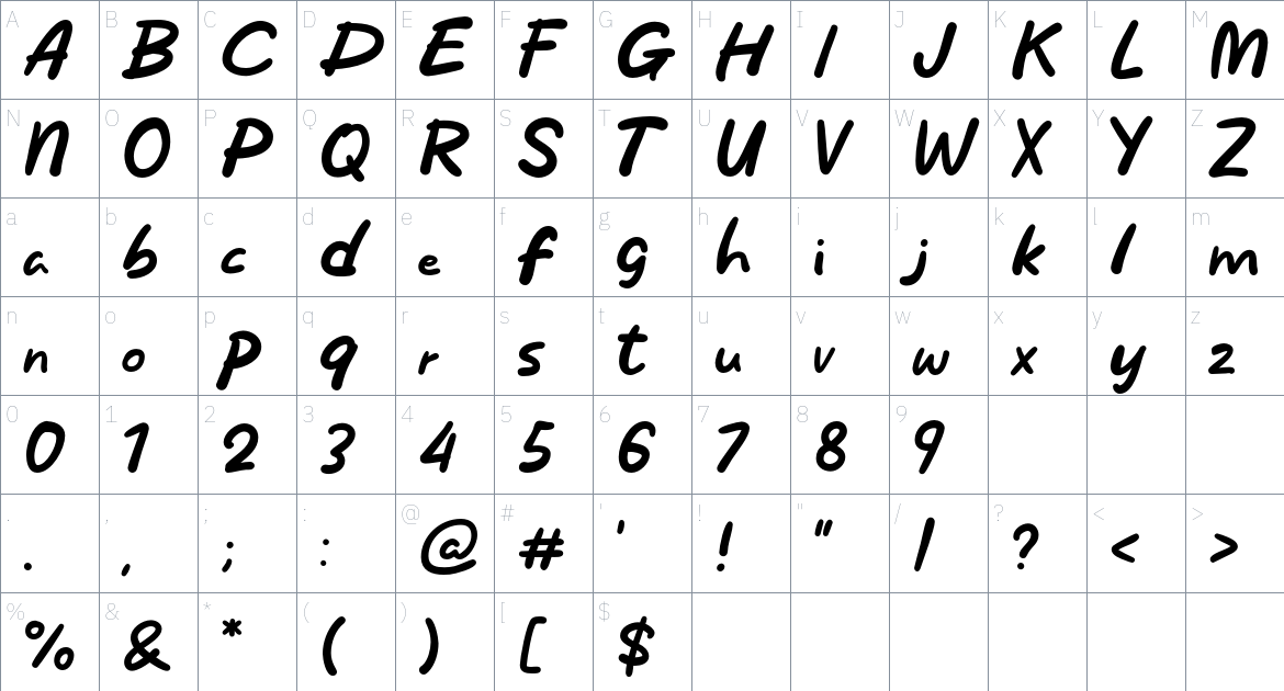 Chatnow font Character Map