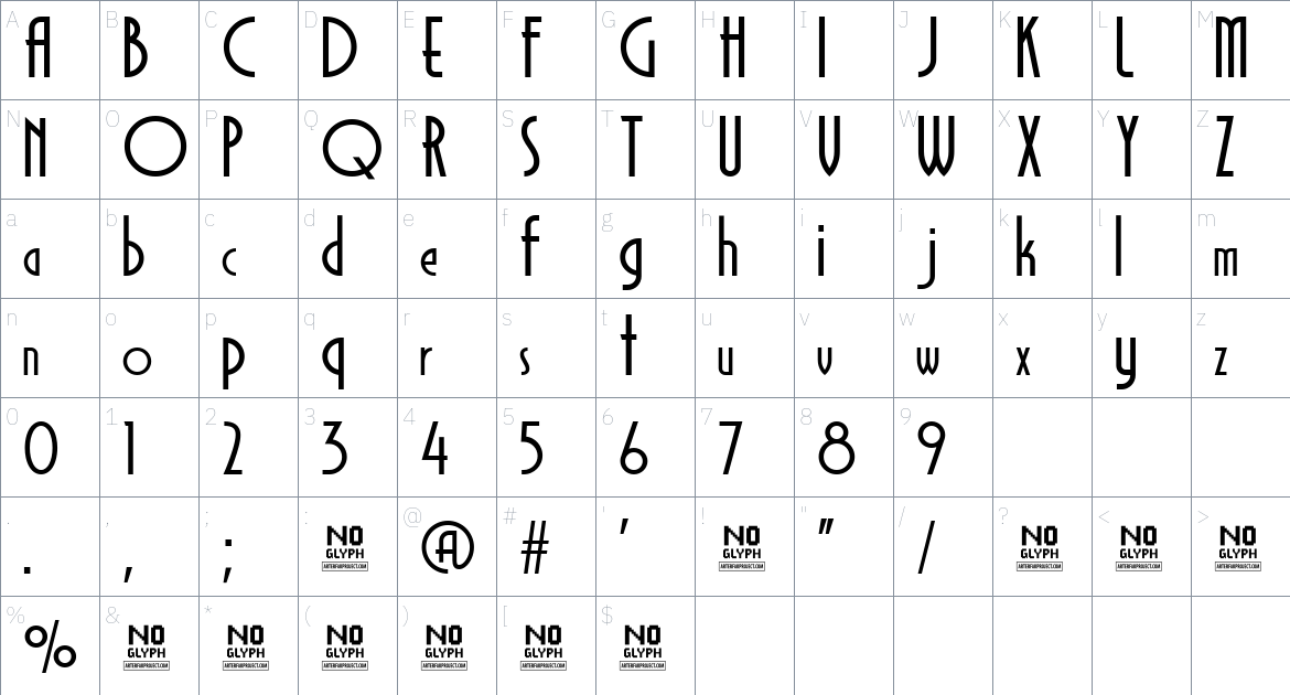 Monsante Font font Character Map