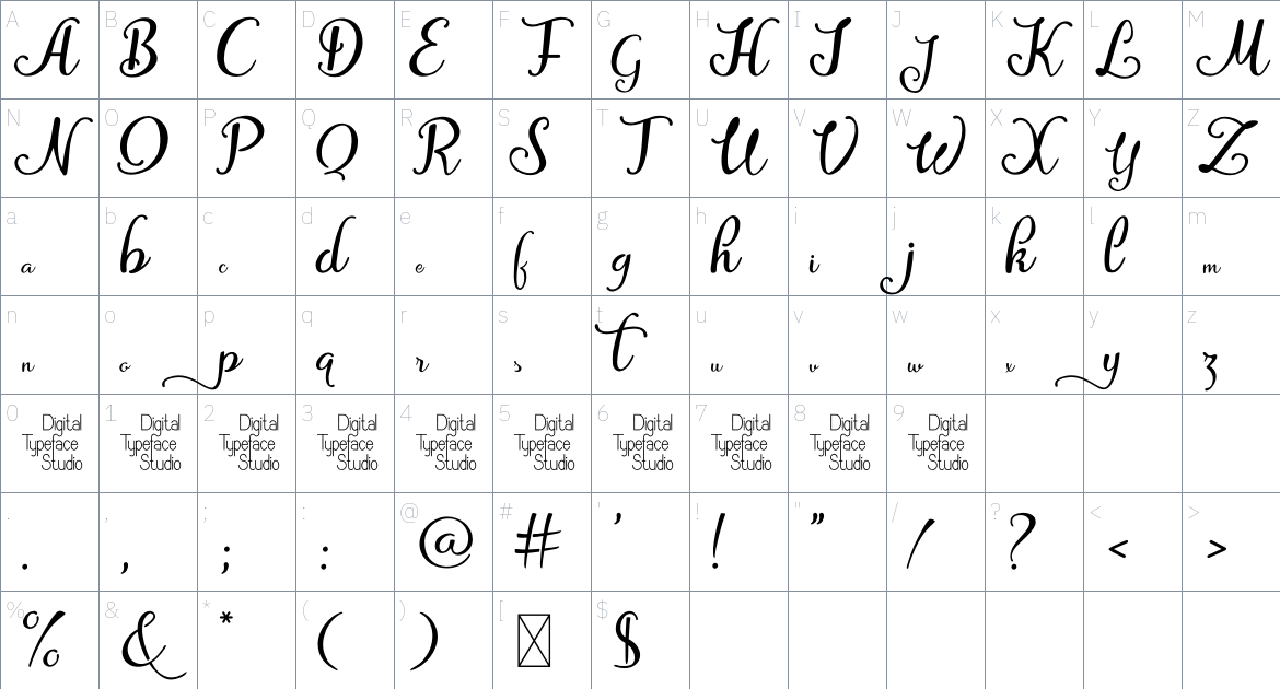 Afraty Stencil font Character Map