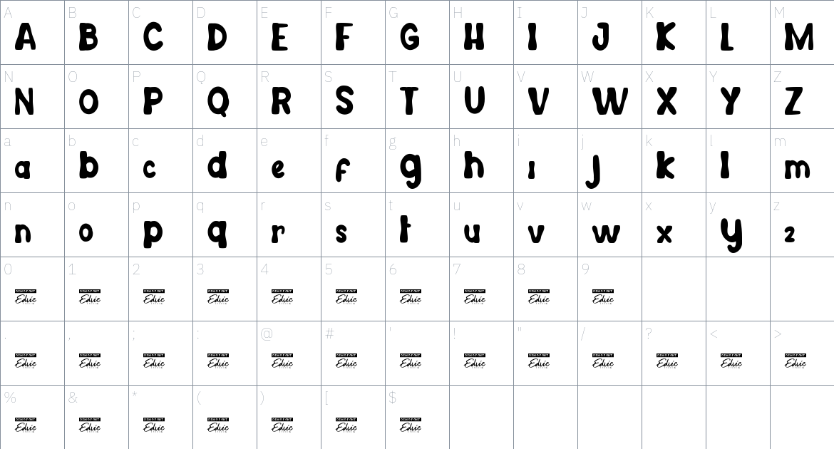 Mergato font Character Map