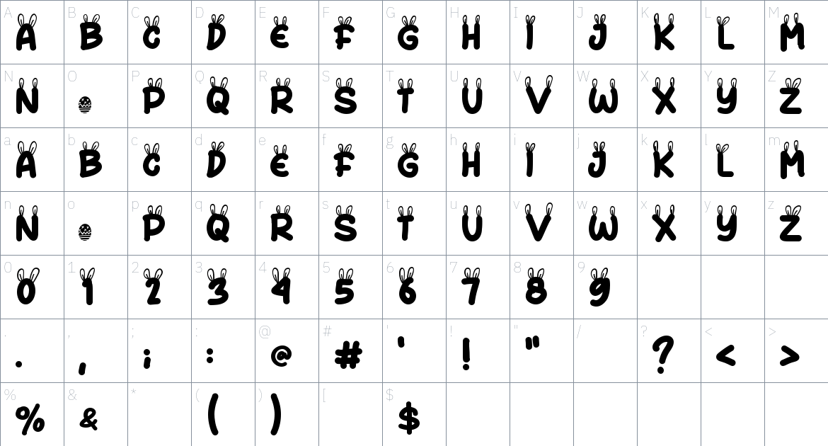 Rosa font Character Map