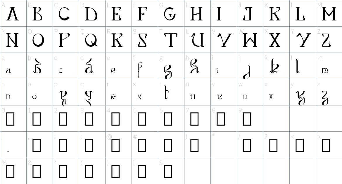 Kaensla Font font Character Map