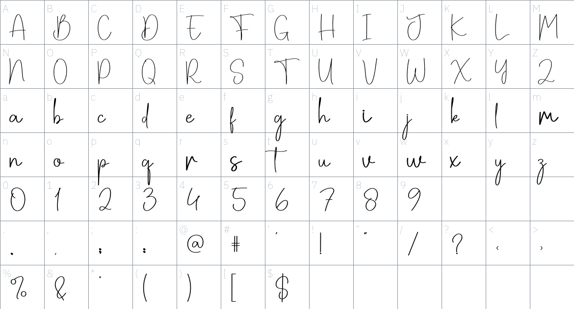 Thickfog font Character Map