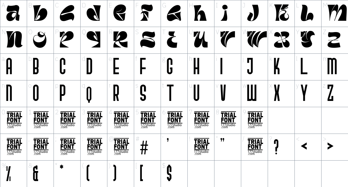 Contribute Condensed font Character Map