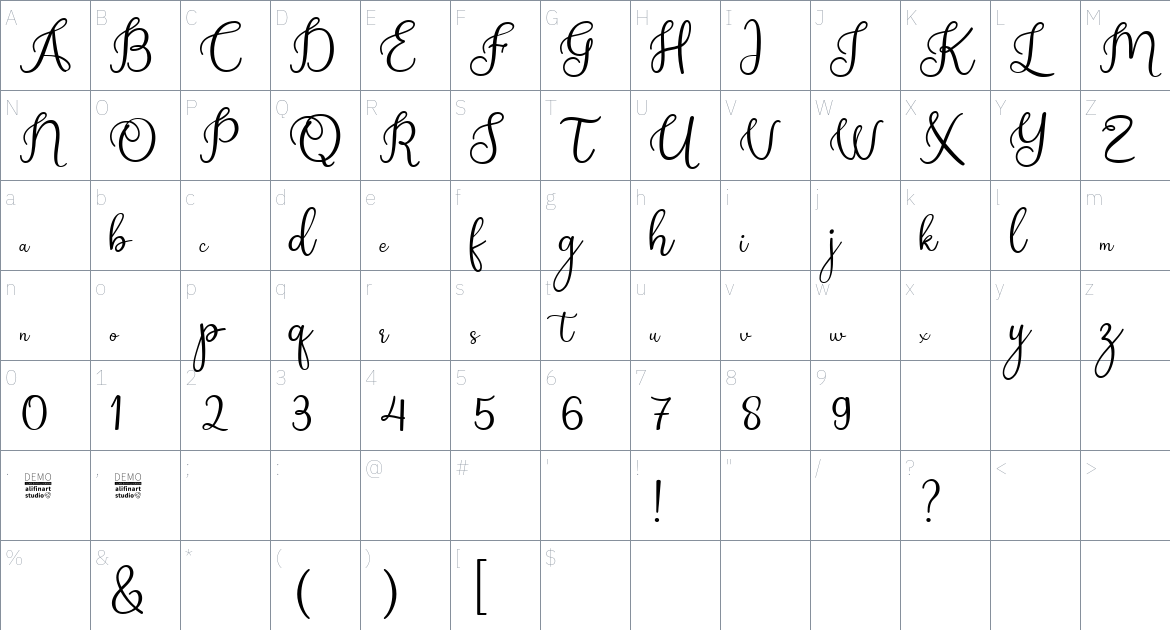 Assakita Font font Character Map