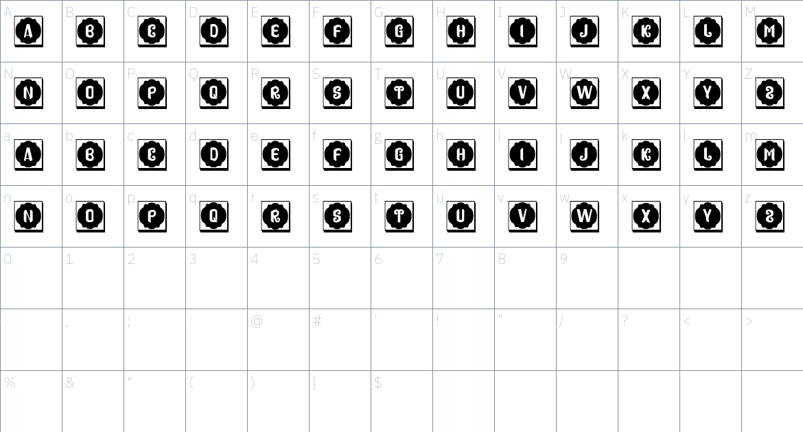 Tapir font Character Map