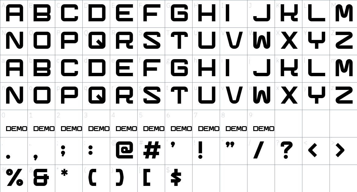 Teknikaler Font font Character Map