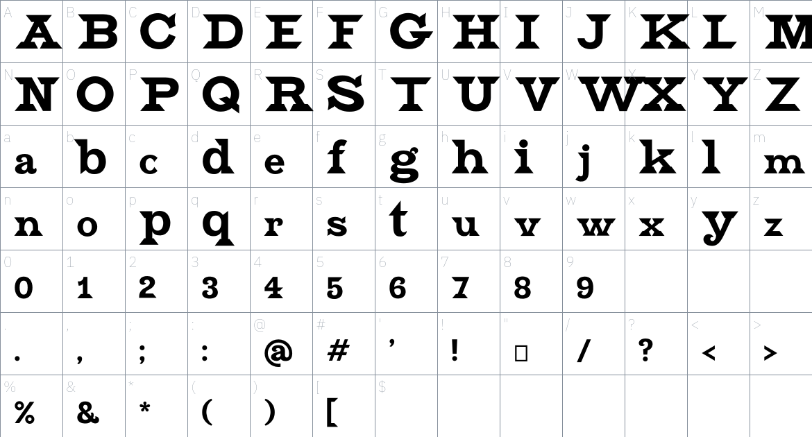 Combat Font font Character Map