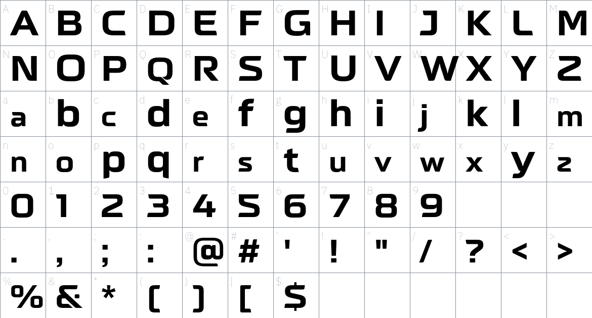 Neusharp Font font Character Map