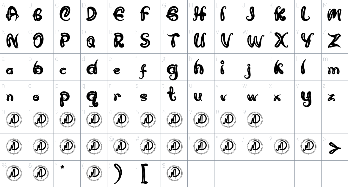 Nelayts font Character Map