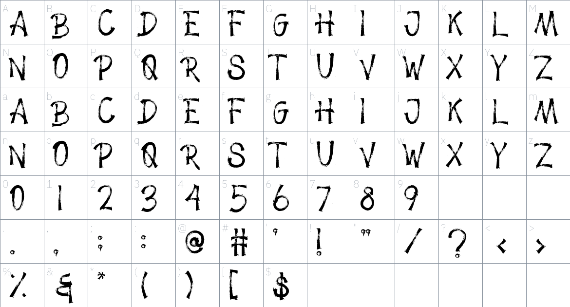 Dark SIlence font Character Map