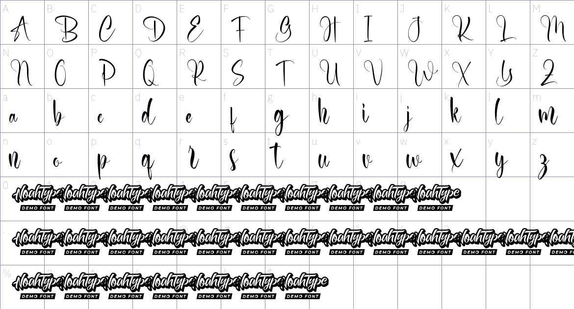 Charisna font Character Map