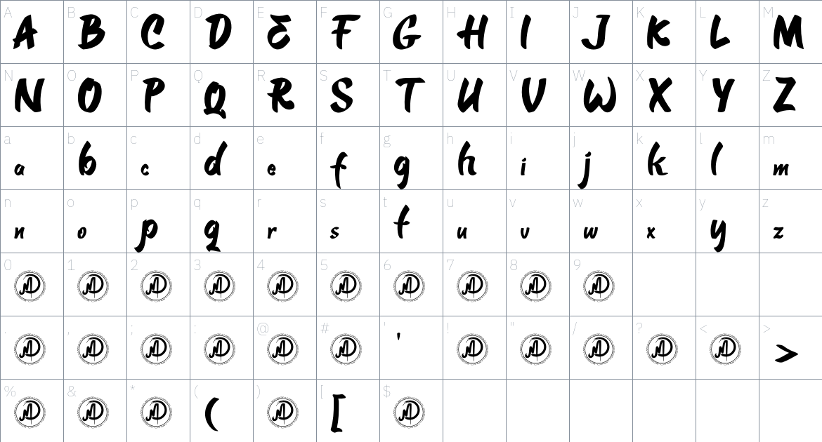 Camplones font Character Map