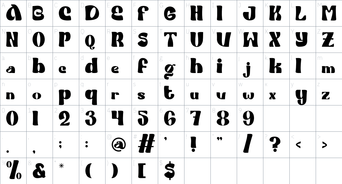 Comet Hotspur font Character Map