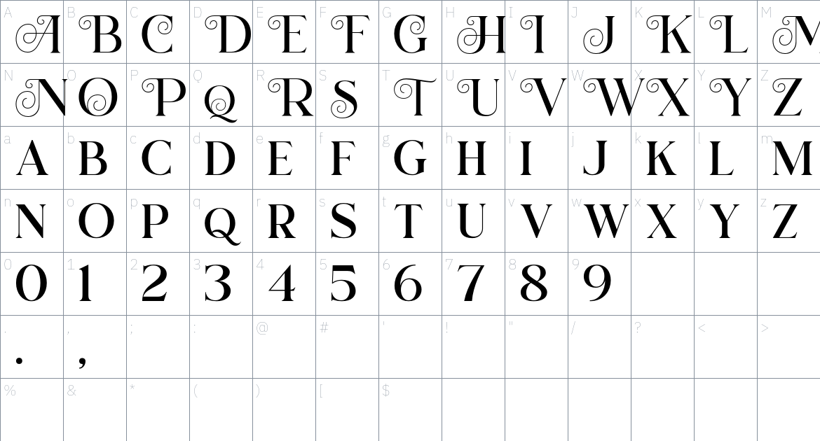 Atsuka Montreal font Character Map