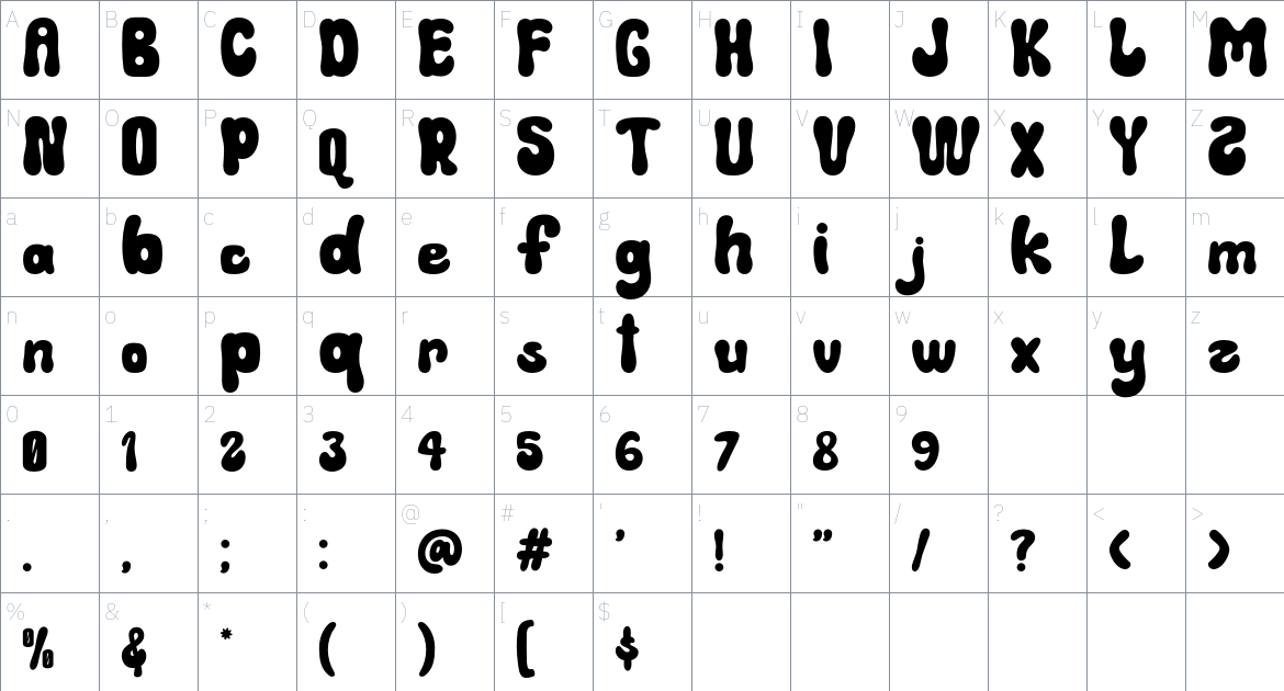 Kidsband Font font Character Map