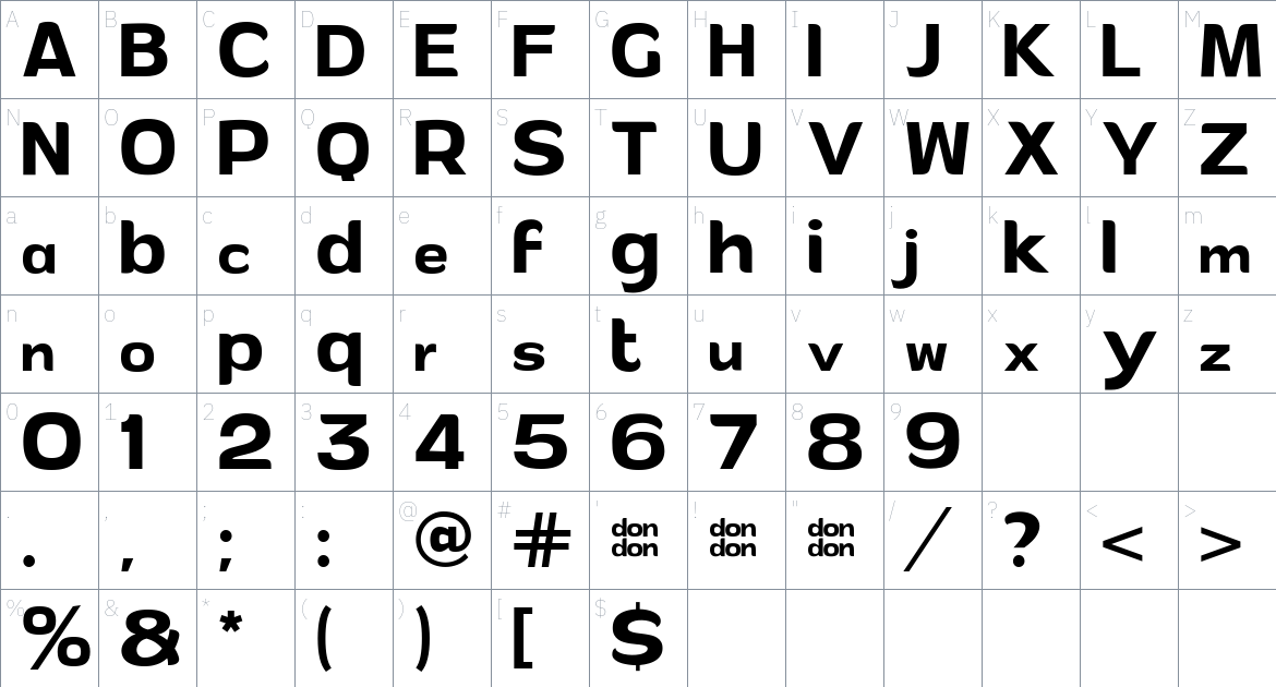 Andor Font font Character Map