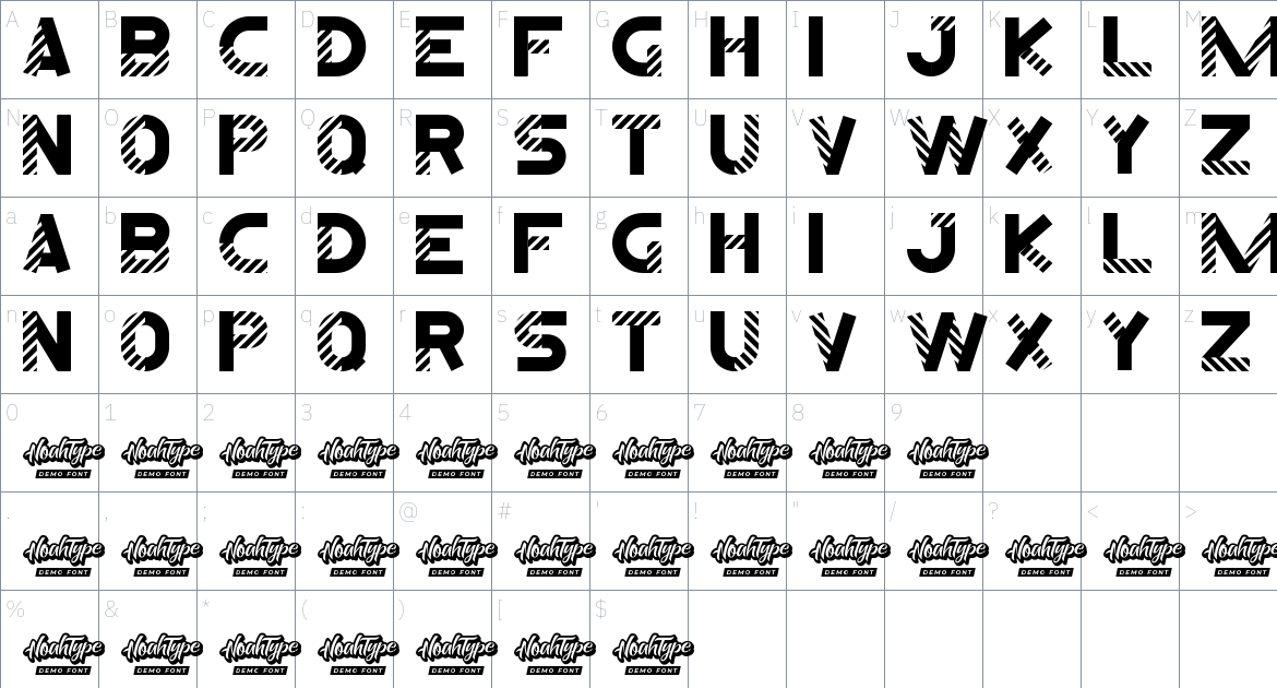 Dragon Snake font Character Map