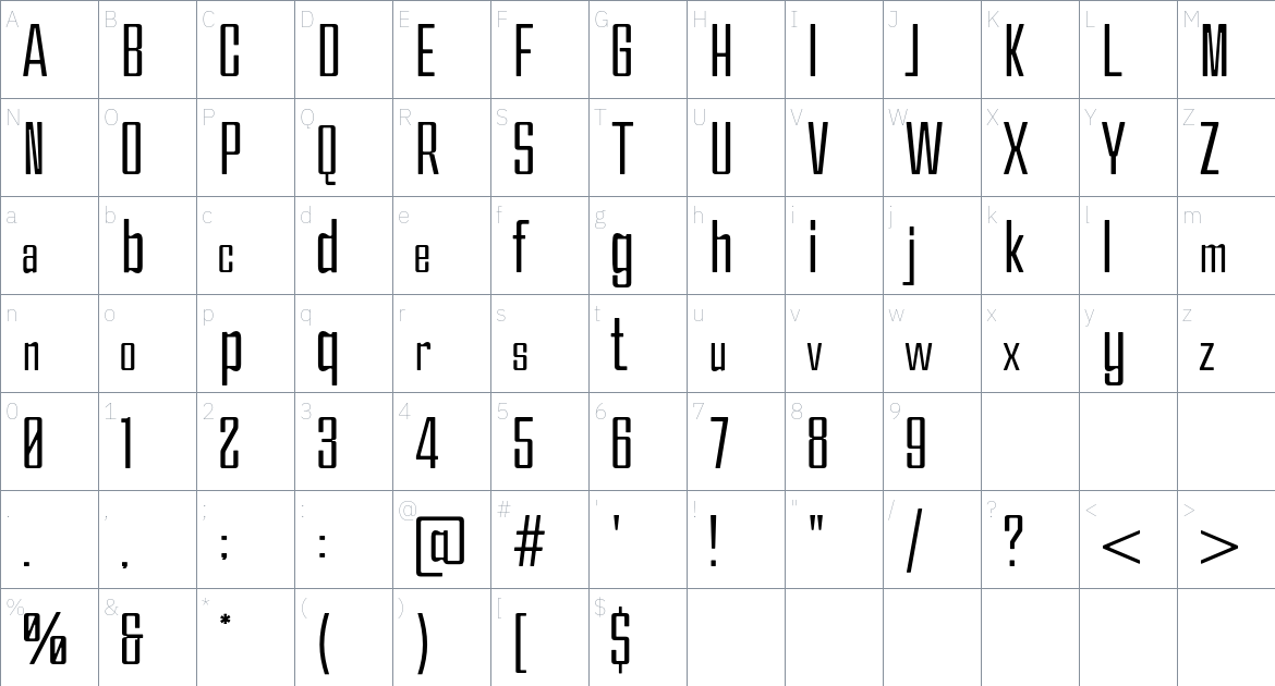 Voltexa font Character Map