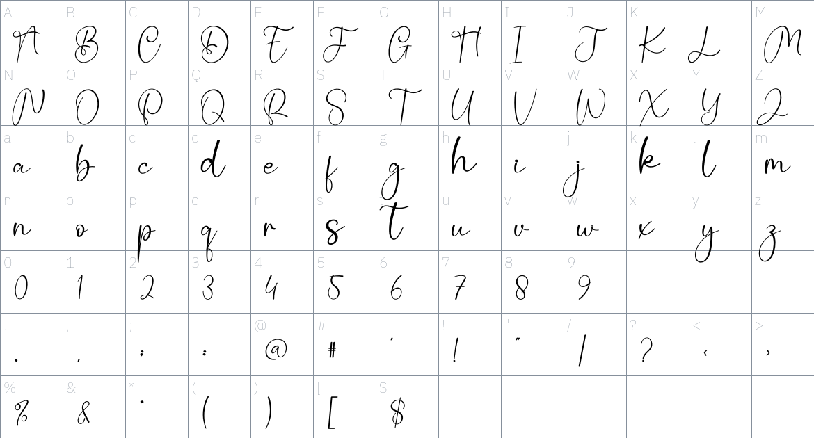 Christmas Pageant font Character Map